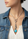 Handmade Pave' Turquoise Pendant Necklace #6984D